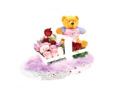 Bear With Flower Arrangement